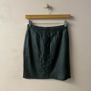 Vintage Tip Top of California Black Leather Mini Skirt Size 7/8 GUC